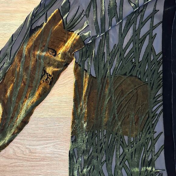 Ceta Italiana NEW Silk Sheer Velvet Tiger King Vacation Safari 70s Style Shirt - Picture 9 of 14